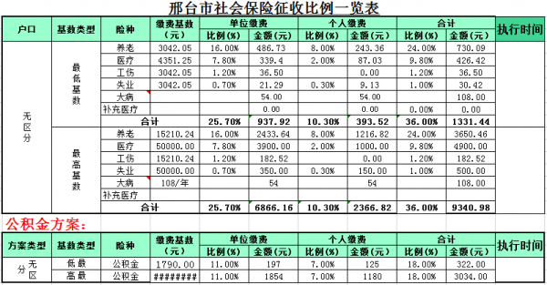 邢台市社保一年多少钱（邢台市社保一年多少钱一个月）